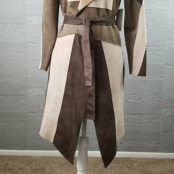 ZARA // ltd ed rare faux patchwork suede belted trench coat - Picture 10 of 16